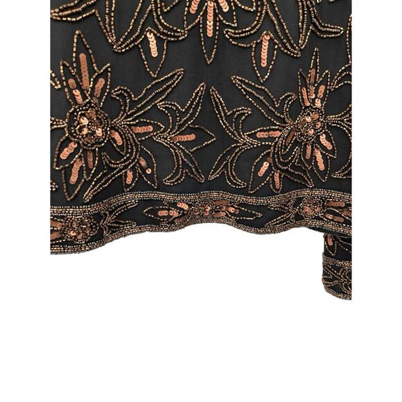 NWT Vintage Papell Studio Beaded Sequin Silk Jacket Evening Copper Black Medium - Picture 8 of 11